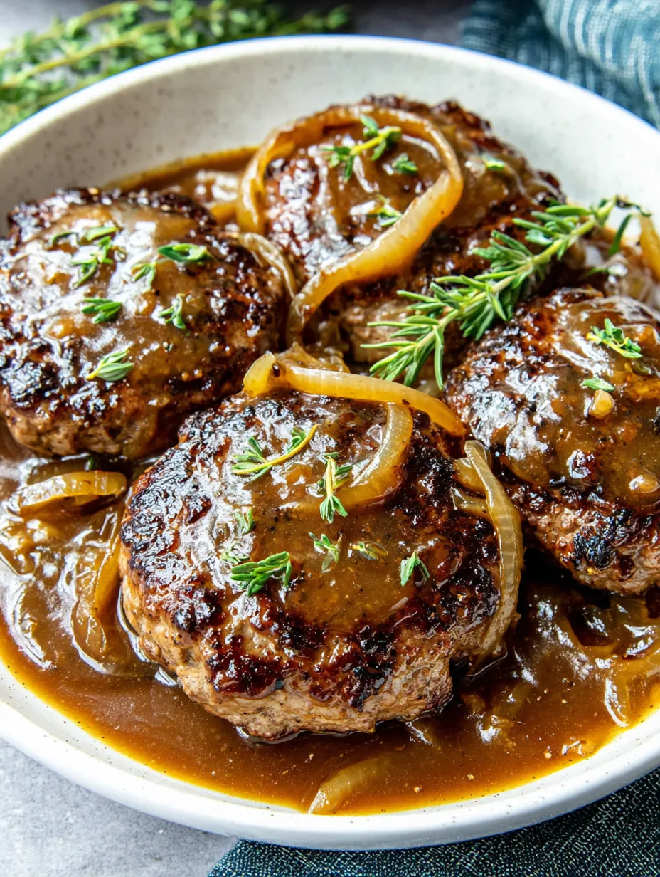 Hamburger Steaks with Onion Gravy image 1