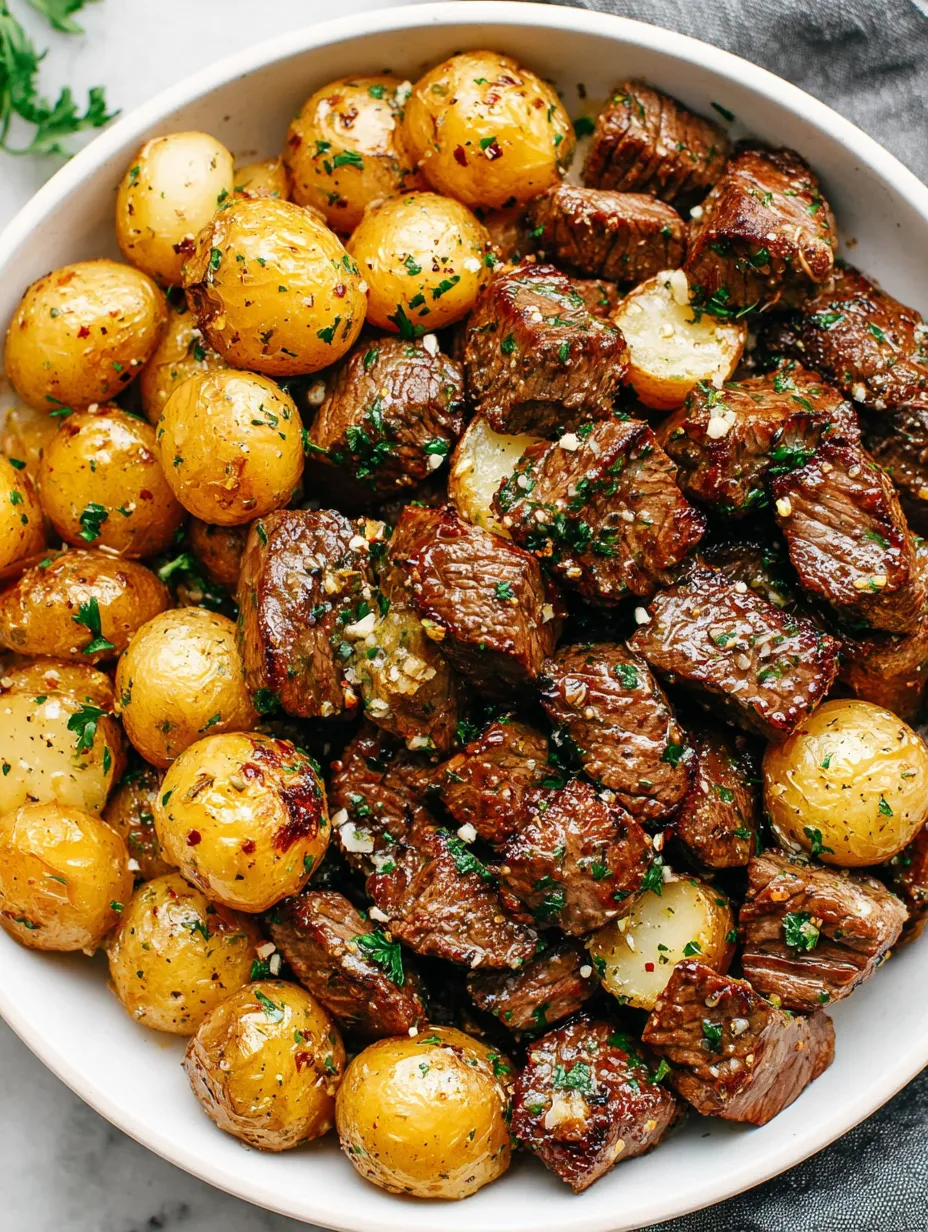 Garlic Steak Bites and Potatoes Recipe image 1